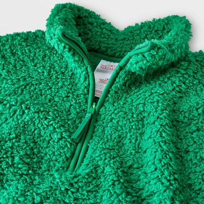 Kids' Faux Shearling Matching Family Half Zip-Up Pullover - Wondershop™ Green - Image 2