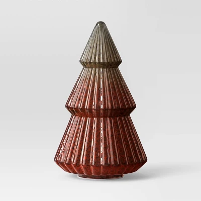 10.25" Battery Operated Lit Glass Christmas Tree Figurine - Wondershop™ - Image 2