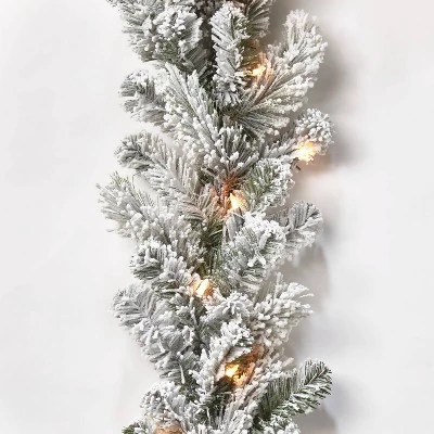 18ft Pre-lit Flocked Cashmere Artificial Christmas Garland Clear Lights - Wondershop™ - Image 2
