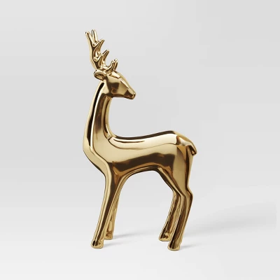 14.75" Plated Ceramic Standing Reindeer Animal Sculpture - Wondershop™ Gold - Image 3