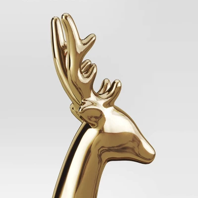 14.75" Plated Ceramic Standing Reindeer Animal Sculpture - Wondershop™ Gold - Image 2