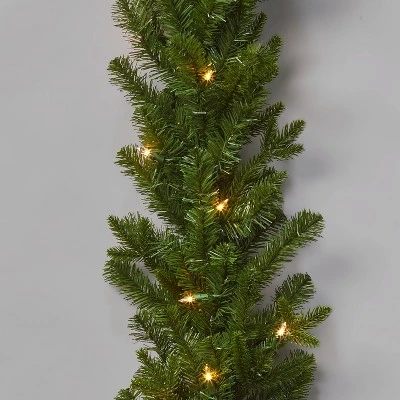 9' Pre-Lit Balsam Fir Artificial Christmas Garland Green With Clear Lights - Wondershop™ - Image 2