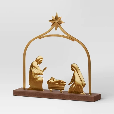 3pc Metal Christmas Nativity Scene Figurine Set - Wondershop™ Gold - Image 3