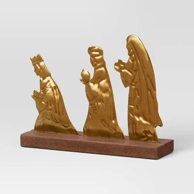 3pc Metal Christmas Nativity Scene Figurine Set - Wondershop™ Gold - Image 4