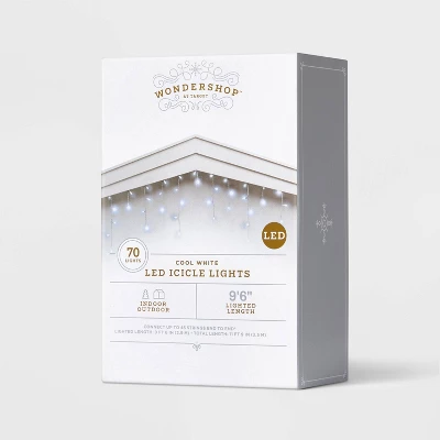 70ct LED Christmas Icicle Lights Cool White With White Wire - Wondershop™ - Image 3