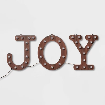 Hanging Lit 'JOY' Sign Brushed Bronze With Warm White Lights - Wondershop™ - Image 3