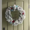 24" Flocked Pine With Ornaments Artificial Christmas Wreath Green/Brights - Wondershop™