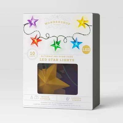 10ct LED Star Alternating Slow Fade Christmas String Lights Multicolor Green Wire - Wondershop™ - Image 3