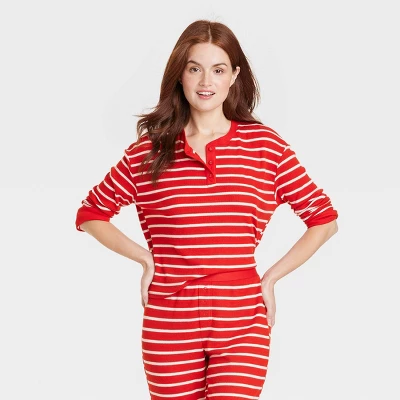 Women's Striped Matching Family Thermal Pajama Top - Wondershop™ Red - Image 3