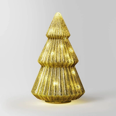 10.25" Battery Operated Lit Glass Christmas Tree Figurine - Wondershop™ - Image 5