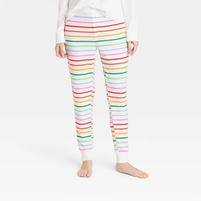 Women's Striped Matching Family Thermal Pajama Pants - Wondershop™ Cream - Image 3