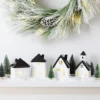 10pc Battery Operated Decorative Ceramic Village Kit White/Black With Green Trees - Wondershop™