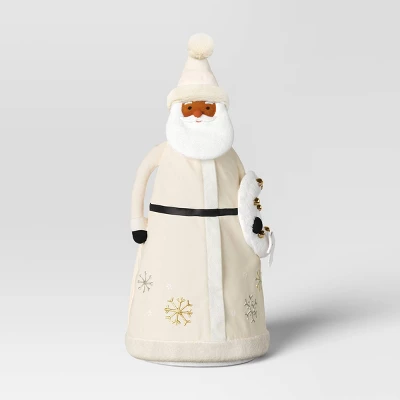 22.5" Fabric Santa Sculpture With Bell Wreath - Wondershop™ White - Image 3