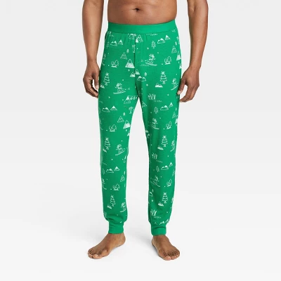 Men's Ski Scene Matching Family Thermal Pajama Pants - Wondershop™ Green - Image 3
