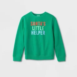 Kids' Santa's Little Helper Matching Family Sweatshirt - Wondershop™ Green