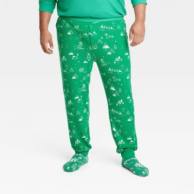 Men's Ski Scene Matching Family Thermal Pajama Pants - Wondershop™ Green - Image 4