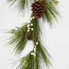 6' Unlit Artificial Pine Christmas Garland With White Berries & Pinecones Green - Wondershop™