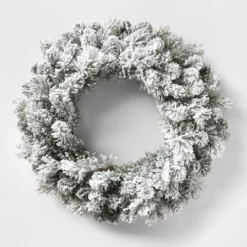 28in Pre-lit Flocked Artificial Cashmere Christmas Wreath Clear Lights - Wondershop™