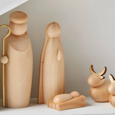 5pc Wood Nativity Decorative Figurine Set - Wondershop™ - Image 2